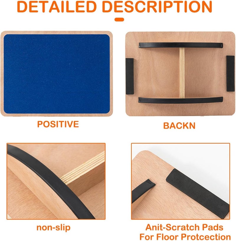 Juoe Balance Board Wobble Board for Adults and Kids - Anti-Slip 350LBS Balance Board for Physical Therapy,Balance Training,Posture Correction,Standing Desk Core Strength Wooden Balance Rocker Board - Image 3